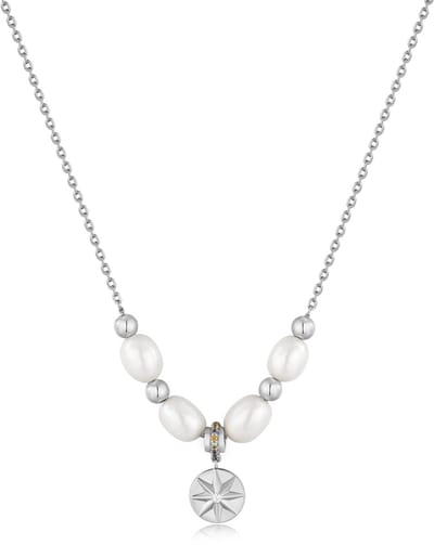 Ania Haie AH N054-05H Modern Muse Dames Ketting - Collier - Sieraad - Ketting met hanger - Zilver - 925 Zilver - Parel - Anker - 9 mm breed - 43 cm lang