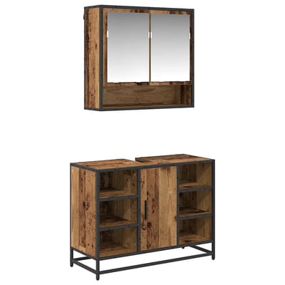 vidaXL - Badkamermeubel - Set - 2 - st - Oud - Hout - Bewerkt - hout