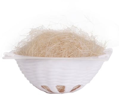 Nobleza Vogelkooi accessoires - Houder nestmateriaal - 10,8cm x 5 cm - Nest houder - Vogelnest - Wit