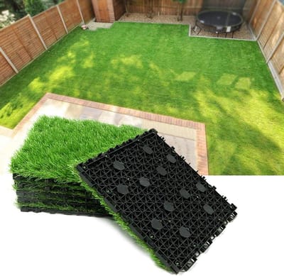 Kunstgras Tegels - Nep Gras - Balkon Decoratie - Zelfdrainerend Ontwerp - 6 Stuks 30x30cm - Groen