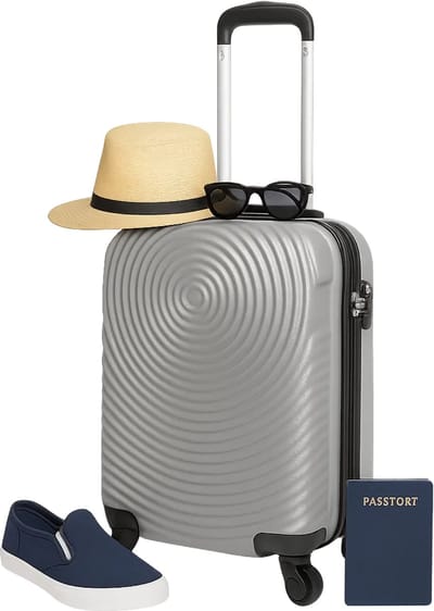 Lomera Handbagage Koffer - Hardcase Koffer - Modern Design - Cijferslot - 4 Dubbele Zwenkwielen - 360 Graden Draaibaar - Compact Formaat - Weekendje Weg - Abs Materiaal - Lichtgewicht Koffer - Grijze Koffer - Tweeweg Ritssluiting