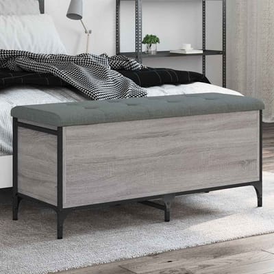 vidaXL - Opbergbankje - 102x42x45 - cm - bewerkt - hout - grijs - sonoma - eikenkleur