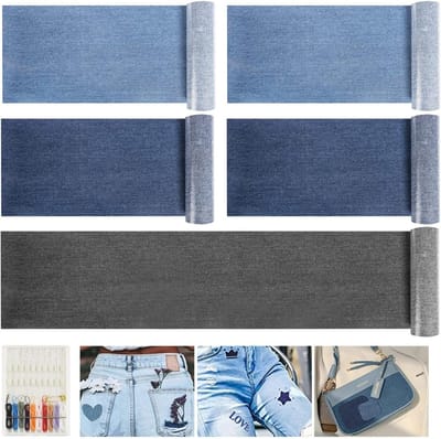 5 Rollen Denim Patches voor Jeans - Zelfklevende Katoenen Patches voor Reparatie en Decoratie
