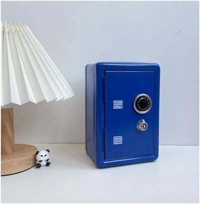 Mini Metalen Kluis - Verticale Kluis Beveiligingsdoos - Thuis en Kantoor - Wachtwoordslot - 10x10x10 millimeter - Blauw