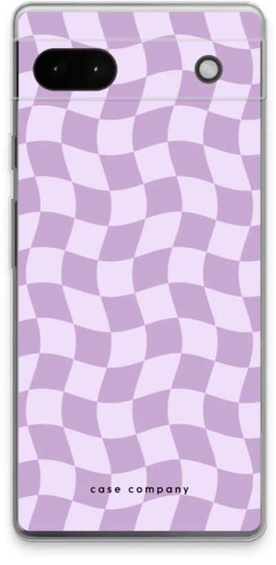 Case Company® - Hoesje geschikt voor Google Pixel 6a hoesje - Grid Paars - Soft Cover Telefoonhoesje - Bescherming aan alle Kanten en Schermrand