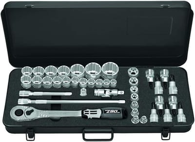 Dopsleutelset Metrisch - Doppenset 12-kant - Auto Reparaties - SmartDrive Profiel - 40 Delig - Zwart