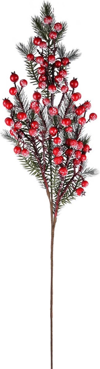 Decoratie kersttak langwerpig groen rode besjes 71cm | A225494 | Dekoratief