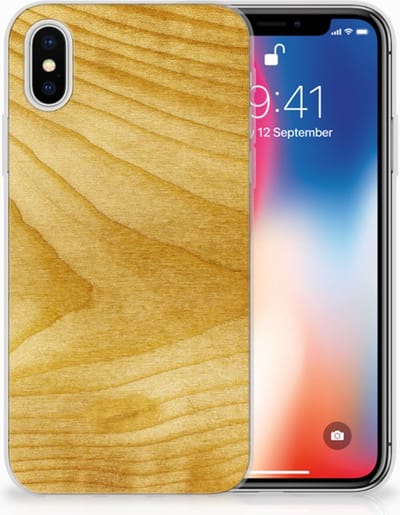Apple iPhone X | Xs Bumper Hoesje Licht Hout