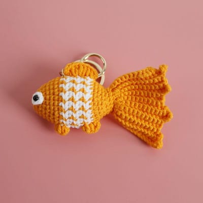 Breien Goudvis Sleutelhanger Creatieve Clownvis Haak Sleutelhangers Gebreide Kleine Vis Hanger Sleutelhanger Op Maat Sleutels Accessoires orange