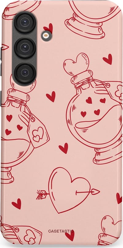 Casetastic Hoesje Geschikt voor Samsung S25 Plus - Stijlvolle Beschermende Duo-layer Case - Zoete Liefdesflirt - Roze Rood - Pafrum - Love You - Valentijn