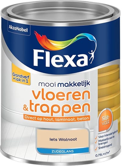 Flexa - Mooi Makkelijk Vloeren & Trappen Zijdeglans - Iets Walnoot - Mengverf - 750 Ml