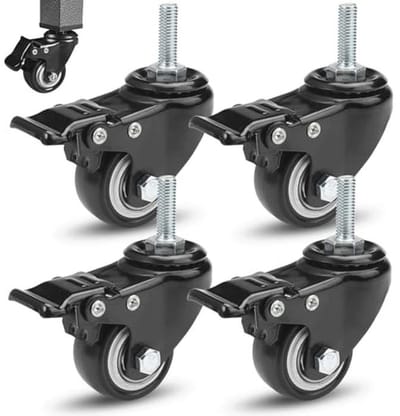 Zwenkwielen met Rem - 40mm Meubelwielen met 360 Graden Rotatie voor Zware Lasten