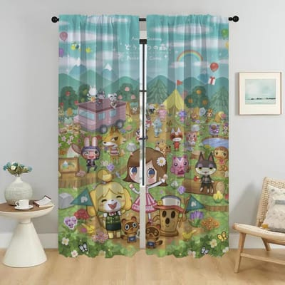 Gordijnen voor Woonkamer Gordijn voor Kamer 2 Panelen Animal Crossings Shades Halloween Decoratie Scheidingswand Huis Interieur Gordijnen W50xH70cmx2pcs-CL