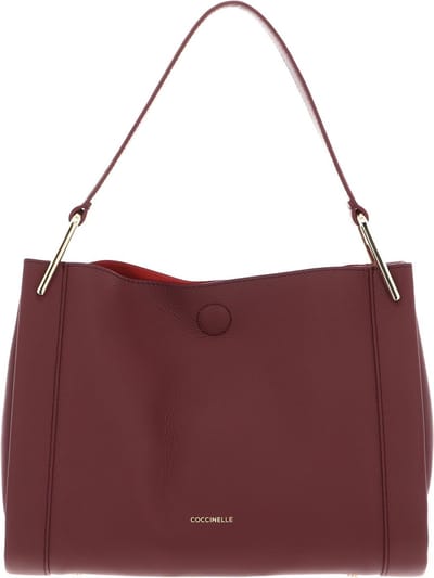 COCCINELLE Leren Schoudertas Wallace Handbag Double Grainy Leather Brandy / Gren. Red Bruine