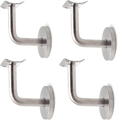 Roestvrijstalen leuninghouder voor trapleuning en wandbevestiging, inclusief afdekrozets - set van 4