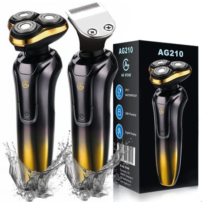 AG210 Scheerapparaat Mannen- Met Trimmer - Nat en droog - Scheerapparaten - Scheren - 120 Minuten Draadloos Te Gebruiken - Tondeuse - Elektrisch shaver - Baardtrimmer - Ook Voor Vrouwen - Goud