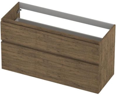 INK - Onderkast 2 Laden Greeploos Hout Decor met Houten Keerlijst A-symmetrisch - 1200x450x650 Mm - Naturel Eiken