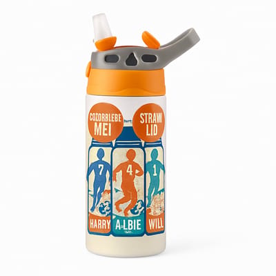 Lieve Aquarel Pastel Drinkfles – Verfrissende Drinkfles voor Gekleurde Dromers en Kunst Liefhebbers - Waterfles voor kinderen (wit/oranje)