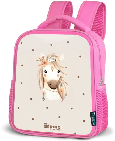 NoBoringSuitcases.com® - Rugzak roze - Schooltas meisjes - Bohemian paard in pastel kleuren - Kinder rugtas meisje - Boekentas kind - Kinderrugzak voor school - Schoolrugzak