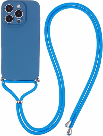 Coverup Hoesje - Geschikt voor iPhone 16 Pro Max Hoesje - Coverup Colour TPU Back Cover met Koord - Metallic Blue