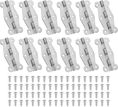 Scharnieren 6,5 cm, 12 stuks 180 graden vlinder decoratieve scharnieren sieradendoos hardware met schroef voor kast houten kist lade ambacht, zilver