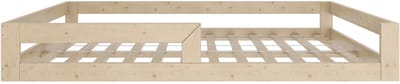 Need Sleep Montessori Bed Kinder Vloerbed 140x200 cm - Naturel Hout - Lattenbodem Laag Kinderbed - met Uitvalbescherming - Peuterbed Jongens Meisjes – Bed voor Kinderen
