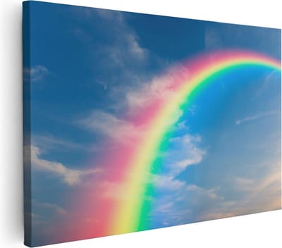 Artaza Canvas Schilderij Regenboog - 30x20 cm - Klein - Wanddecoratie Wolken - Muurdecoratie Natuur - Kamer Accessoires