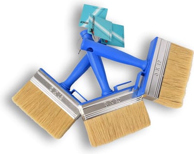 Set van 3 Blokkwasten Muurverf 12 cm - Kunststof - Blauw - Geschikt voor Watergedragen en Op Olie Gebaseerde Verf - 20x12x3 cm