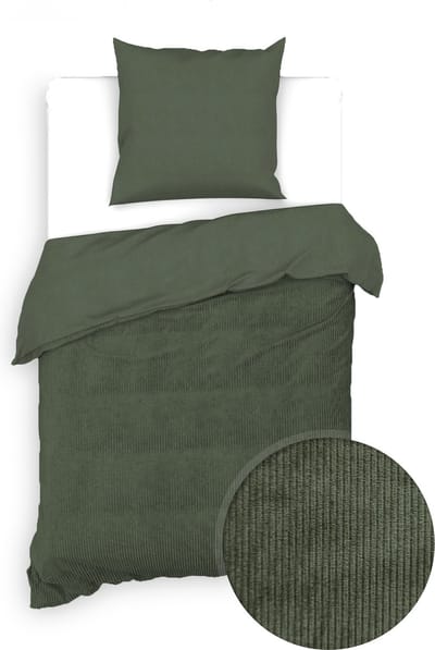 Zohome Velluto-a-Coste Dekbedovertrek - Eenpersoons - Katoen - 140x200-220cm - Groen
