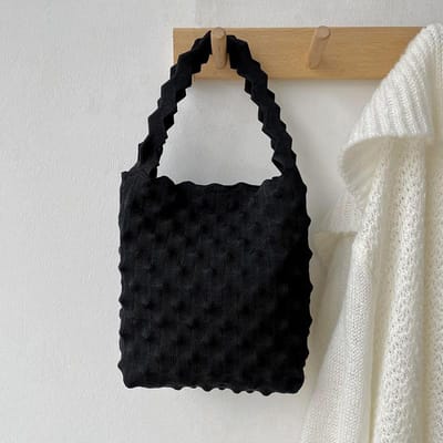 Sac à main pour femme Sac fourre-tout carré couleur bonbon Design de niche polyvalent Sac tricoté 24*25cm white