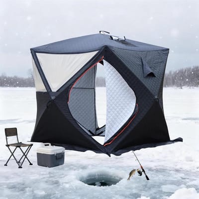 Buitentent - Isolatietent Sauna - Kamperen en Vissen - Waterdicht en Windbestendig - 3-4 Personen - Zwart