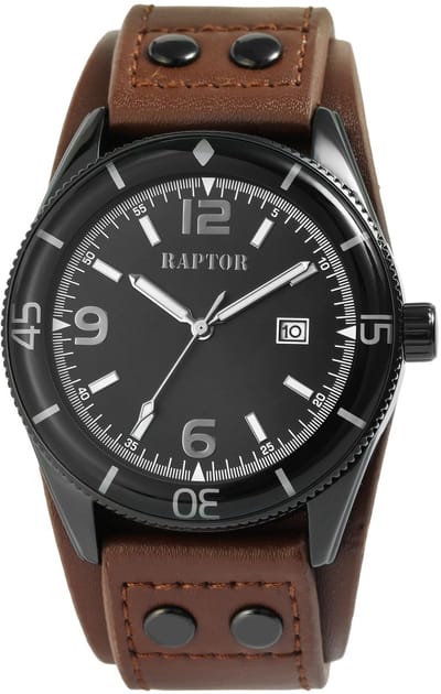 Raptor Herenhorloge Echtleder Gabin, datumweergave