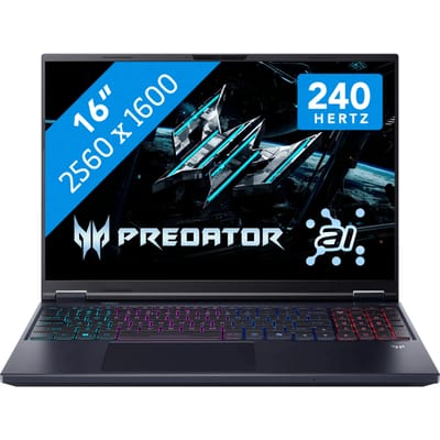 Acer Predator Helios Neo 16 AI PHN16-73-99CN Intel Core Ultra 9 275HX Laptop 40,6 cm (16") WQXGA 32 GB DDR5-SDRAM 1 TB SSD NVIDIA GeForce RTX 5070 Ti Wi-Fi 6E (802.11ax) Windows 11 Home Zwart