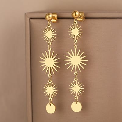 Lange oorbellen - Sterren - Lineaire oorbellen - Goud