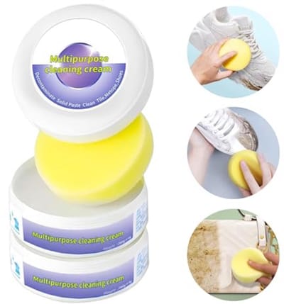2pcs White Shoe Cleaning Cream, Sneaker Cleaner, Multifunctional Cleaning and Stain Removal Cream, Shoe Cleaner with Sponge, White Shoe Cleaning Cream for All Surfaces