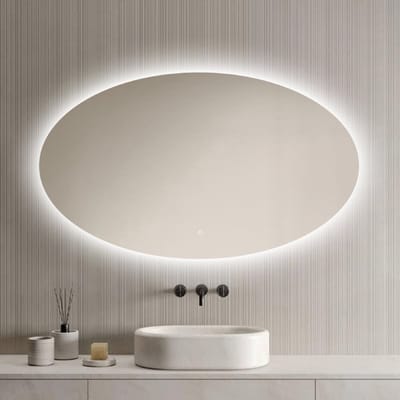 LoXa - Badkamerspiegel Rondo met LED 120x70cm – Rond Design – Randverlichting – Dimbaar – Anti-condens – Geheugenfunctie – Touchbediening – Energiezuinig