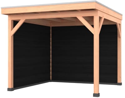 Douglas overkapping, 300 x 300, met achterwand en zijwand, Westwood Comfort Plus Zwart