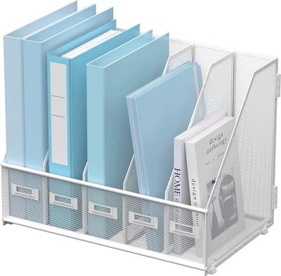 Bureau-organizer met 5 verticale compartimenten voor een opgeruimd bureaublad