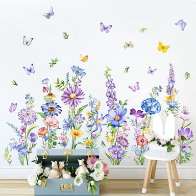 Muurstickers met Bloemen en Vlinders voor Slaapkamer, Woonkamer en Kinderkamer - Creatieve DIY Wanddecoratie voor een Gezellige Sfeer