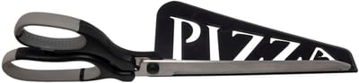 Cookinglife Pizzaschaar - Pizzasnijder - Pizzaknipper - 2 in 1 Pizzaschep - Pizza Cutter - Pizzames van roestvrij staal - RVS - Zwart - Antislip - 30 cm