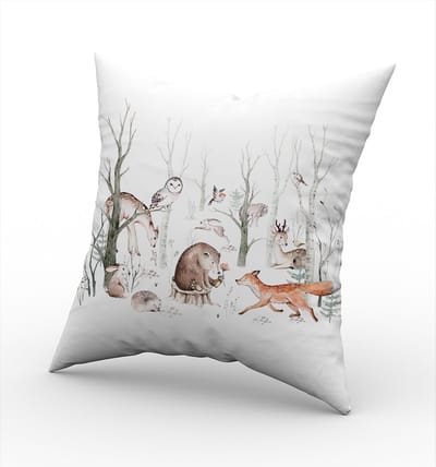 Kussen Bosdieren-Kinderkamer decoratie-Kinderkamer accessoires-Kussen Forest friends-Kussen incl binnen kussen-maat 40x40