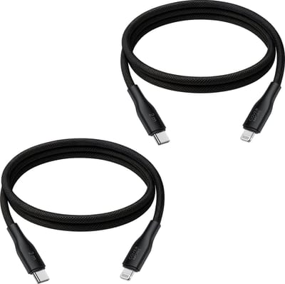 20w kabel geschikt voor iPhone snellader - 2 meter - Geschikt voor Lightning naar usb C - Oplaadkabel - 2 stuks - Lang - Veilig - Zwart