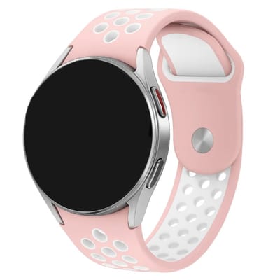 Innerlight® Sport+ - Smartwatchbandje 20mm - Roze/Wit - Siliconen Smartwatchbandje - Smartwatchbandje geschikt voor Samsung Galaxy Watch 7 / 6 / 5 / Pro / 4 / 3 / Active 2 - Polar Ignite / Unite – Huawei