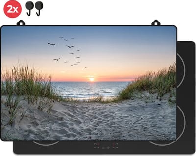 KitchyMist Inductie Beschermer 80x52 cm - Strand en Duinen - Kookplaat Beschermer - Afdekplaat voor Kookplaat - Inductie Mat - Spatscherm Achterwand Keuken