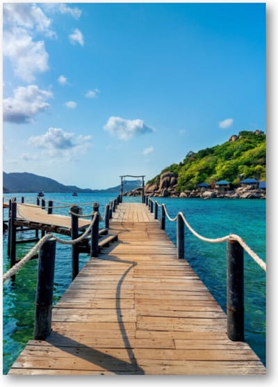 Houten Brug in Thailand - A4 Poster Staand - 21x30cm - Landschap - Natuur