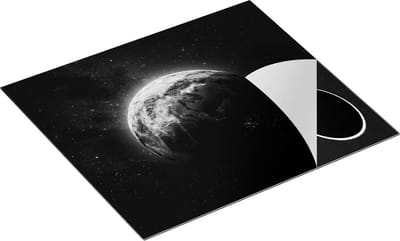 Chefcare Inductie Beschermer De Aarde vanuit de Ruimte - Zwart Wit - 60x50 cm - Afdekplaat Inductie - Kookplaat Beschermer - Inductie Mat