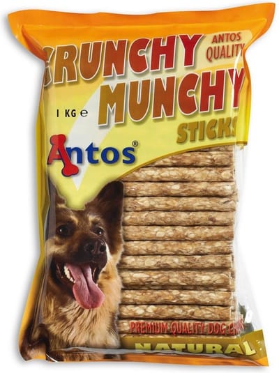 Antos - Hondensnack - Kauwstaaf Munchi Munchy - 100 stuks - 1 Kilo - 12,5cm - naturel