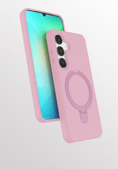 Hoesje Geschikt voor Samsung A56 hoesje zacht siliconen Licht Roze - Liquid Backcover ring hoesje Geschikt voor Magsafe