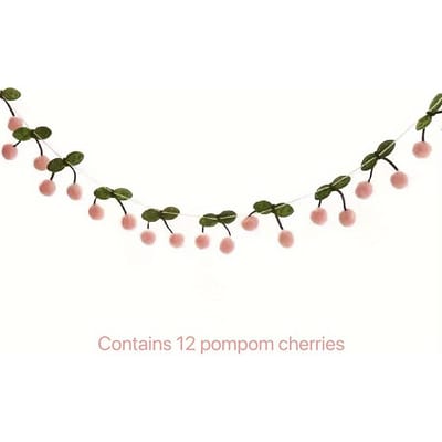 Ornement Guirlande de Cerises, Décoration d'Anniversaire Cerise, Fanion Pompons en Feutre, Guirlande de Cerises, Fruit Coloré Suspendu Décoration Murale d'Anniversaire Mariage