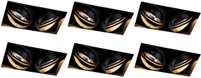 QAZQA Set van 6 inbouwspots zwart GU10 AR111 trimless 2-lichts - Oneon